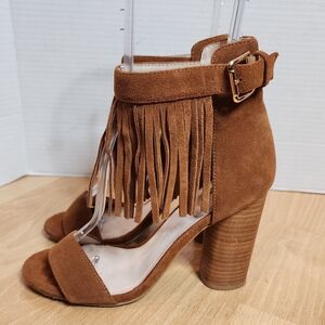House Of Harlow Brown Leather Suede Fringe Heels Women's Size 7